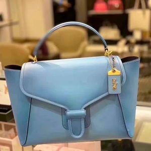 Coach Light Blue Leather Satchel with Gold Hardware